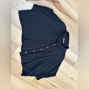Button Down Collared Black Crop